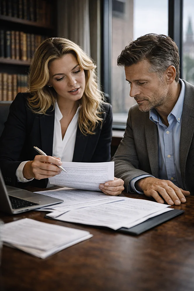 Professionele adviseurs bespreken online holding BV oprichting in modern juridisch kantoor in Nederland